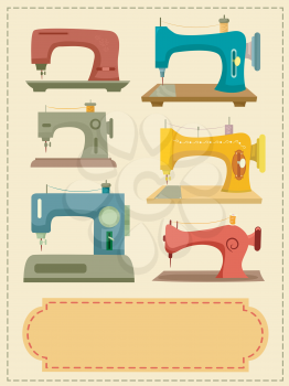 Illustration Featuring Both Vintage and Modern Sewing Machines