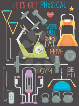 Illustration Featuring Different Gym Equipment and Lettering