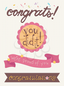 Illustration Featuring a Ribbon That Comes with Congratulatory Message