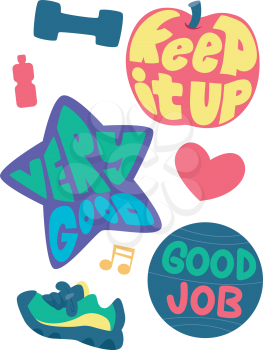 Illustration Featuring Workout Related Stickers