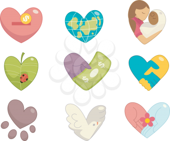 Illustration of Community Service Icons Forming the Shape of a Heart