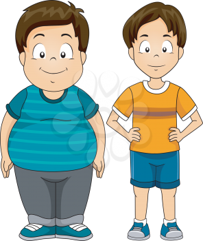 Illustration Featuring a Fat and a Skinny Boy