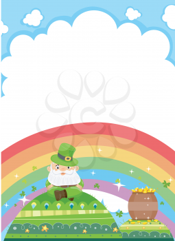 Background Illustration Featuring a Leprechaun Resting on a Green Mound