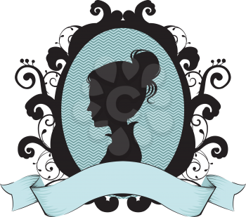 Cameo Illustration Featuring the Profile of a Victorian Woman