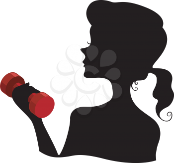 Illustration Featuring the Silhouette of a Woman Holding a Dumbbell