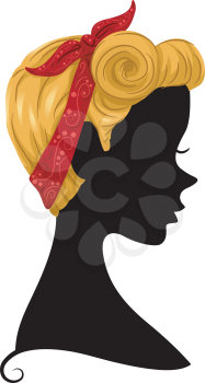 Illustration Featuring the Profile of a Woman Wearing a Bandana