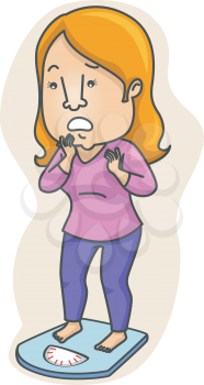 Illustration of a Woman Worried Over Her Weight
