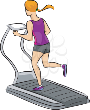 Illustration of a Woman Running on a Treadmill