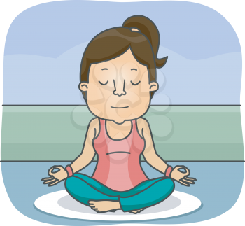 Illustration of a Meditating Woman Doing the Lotus Position