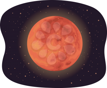 Illustration of a Blood Moon, a Reddish Moon During Total Eclipse
