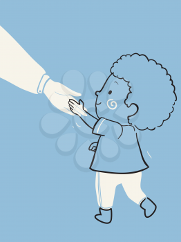 Illustration of a Kid Boy Doodle Shaking Hands with an Adult. Raising a Polite Child