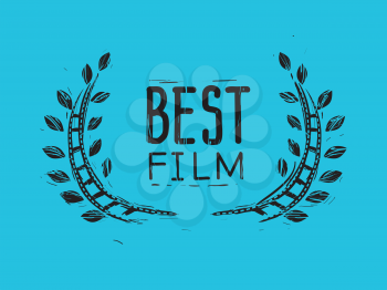 Illustration of a Laurel Wreath with Movie Film in the Middle with Best Film Lettering
