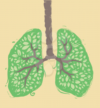 Illustration of an Upside Down Tree Full of Vitality Shaped as Lungs