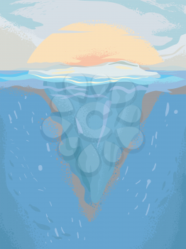 Illustration of Ocean Warming and Ice Melting