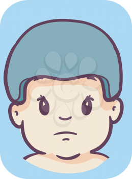 Illustration of a Baby Kid Boy Wearing a Cranial Band