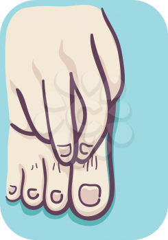Illustration of a Hand Scratching an Itchy Feet