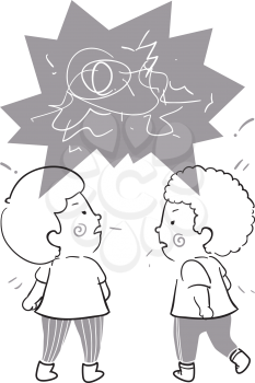 Illustration of Kids Boys Shouting at Each Other in an Agitated Argument