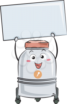 Illustration of a Sperm Bank Mascot Holding a Blank Board