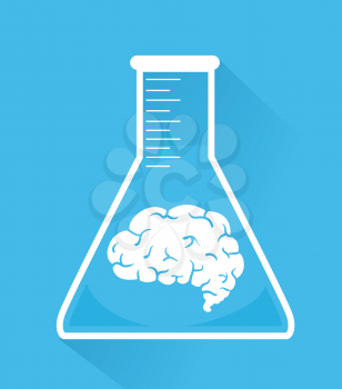 Illustration of a Laboratory Flask with Brain Inside. Brain Experiment
