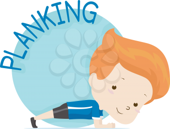 Illustration of a Kid Boy Exercising and Planking