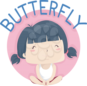 Illustration of a Kid Girl Exercising and Showing How to Do Butterfly Exercise