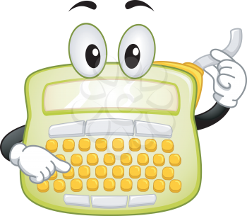 Illustration of a Label Maker Mascot Pointing to Buttons and Pulling Out Labels