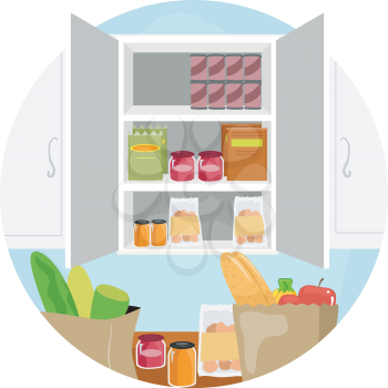 Illustration of Household Chores, Putting Away Groceries