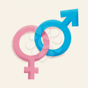 Illustration of a Linked Male and Female Symbol Design Icon