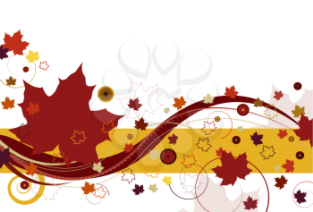 Royalty Free Clipart Image of an Autumn Leaf Flourish Background