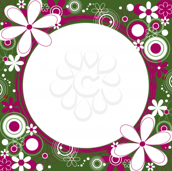 Royalty Free Clipart Image of a Flower Frame With a Circle in the Centre