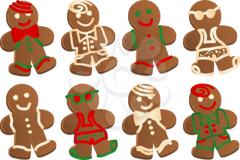 Royalty Free Clipart Image of a Set of Gingerbread Men