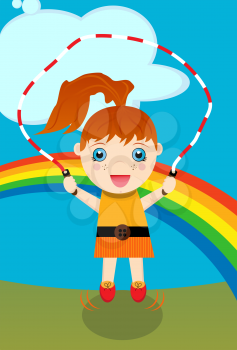 Royalty Free Clipart Image of a Skipping Girl