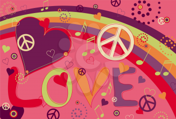 Royalty Free Clipart Image of a Love and Peace Background