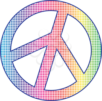 Royalty Free Clipart Image of a Dotted Peace Symbol