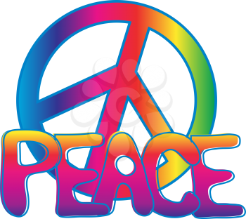 Royalty Free Clipart Image of a Peace Symbol With the Word Peace