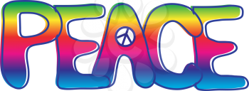 Royalty Free Clipart Image of the Word Peace With the Symbol in the A