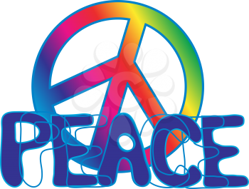 Royalty Free Clipart Image of a Peace Symbol With the Word Peace