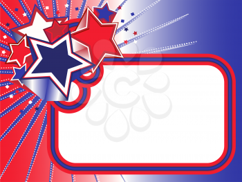 Royalty Free Clipart Image of a Red White and Blue Star Banner