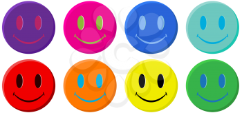 Royalty Free Clipart Image of a Set of Happy Face Buttons