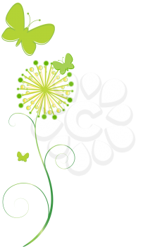Royalty Free Clipart Image of a Flower and Butterflies