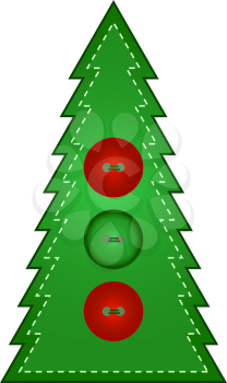 Royalty Free Clipart Image of a Stitched Christmas Tree With Buttons