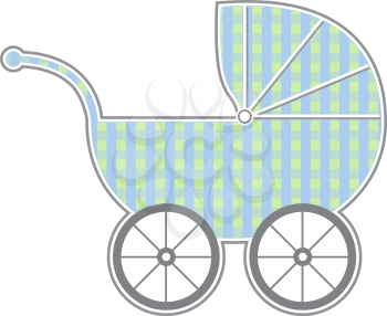 Royalty Free Clipart Image of a Plaid Baby Buggy