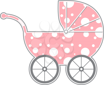 Royalty Free Clipart Image of a Pink Spotted Baby Buggy