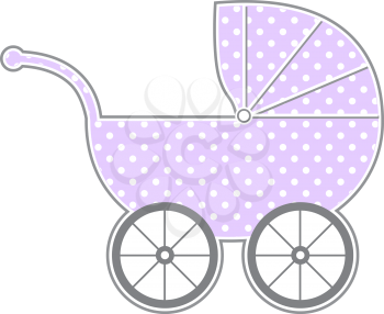 Royalty Free Clipart Image of a Purple Spotted Baby Buggy