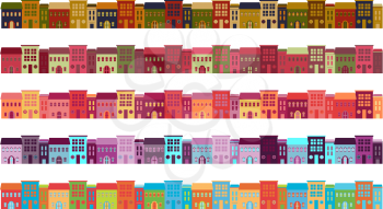 Royalty Free Clipart Image of Rows of Buildings