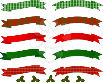 Royalty Free Clipart Image of Banners and Holly