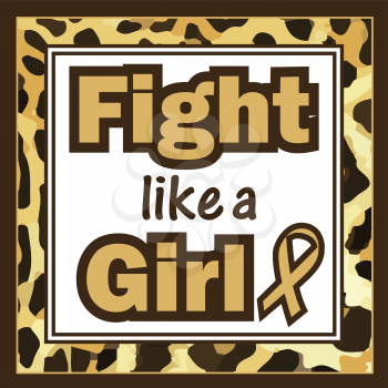 Royalty Free Clipart Image of a Fight Like a Girl Slogan With a Cheetah Frame