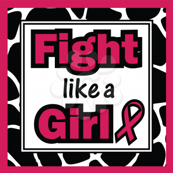 Royalty Free Clipart Image of a Fight Like a Girl Slogan With a Giraffe Frame