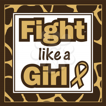 Royalty Free Clipart Image of a Fight Like a Girl Slogan With a Giraffe Frame