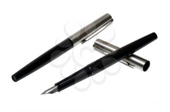 Two pens in black on a white background